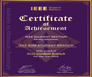 IEEE BVM SB Best Student Branch Award